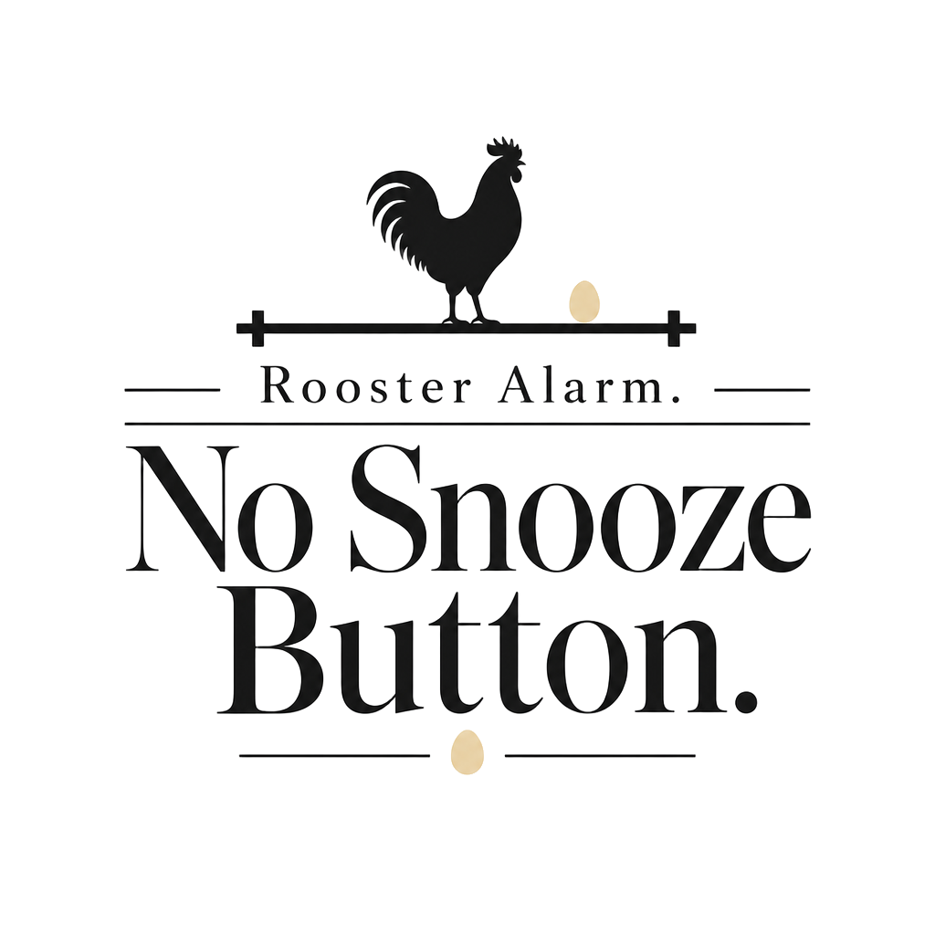 Rooster Alarm. No Snooze Button.