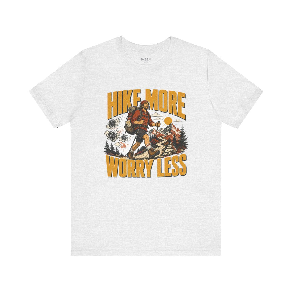 Hiker Gift T-Shirt — Hike More Worry Less — trail t-shirt design