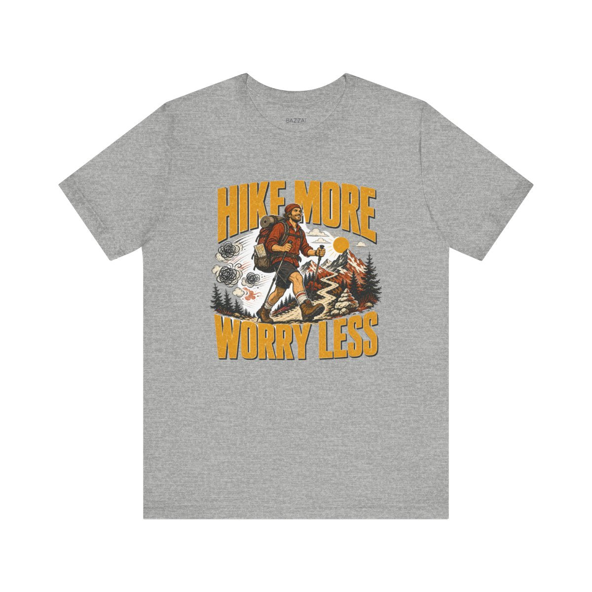 Hiker Gift T-Shirt — Hike More Worry Less — trail t-shirt design