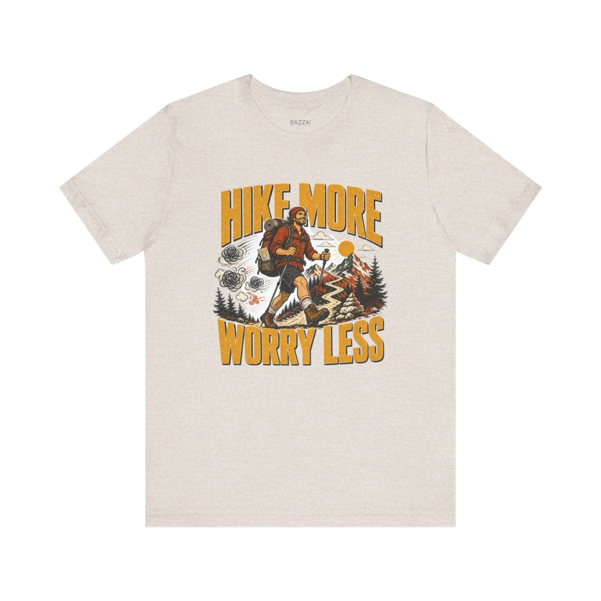 Hiker Gift T-Shirt — Hike More Worry Less — trail t-shirt design