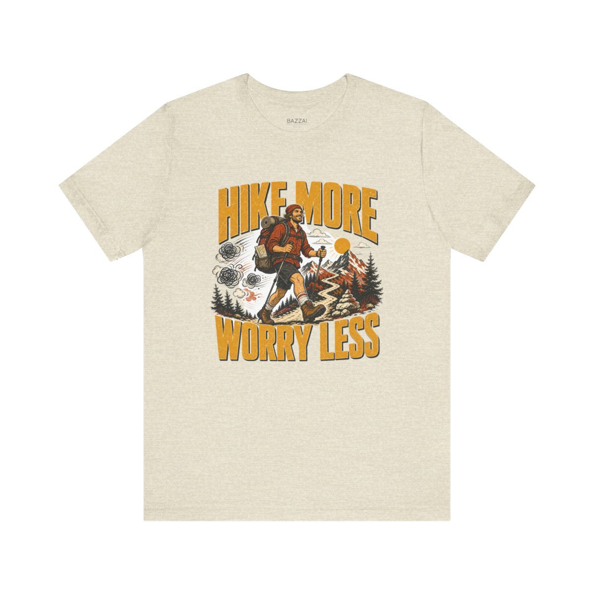 Hiker Gift T-Shirt — Hike More Worry Less — trail t-shirt design