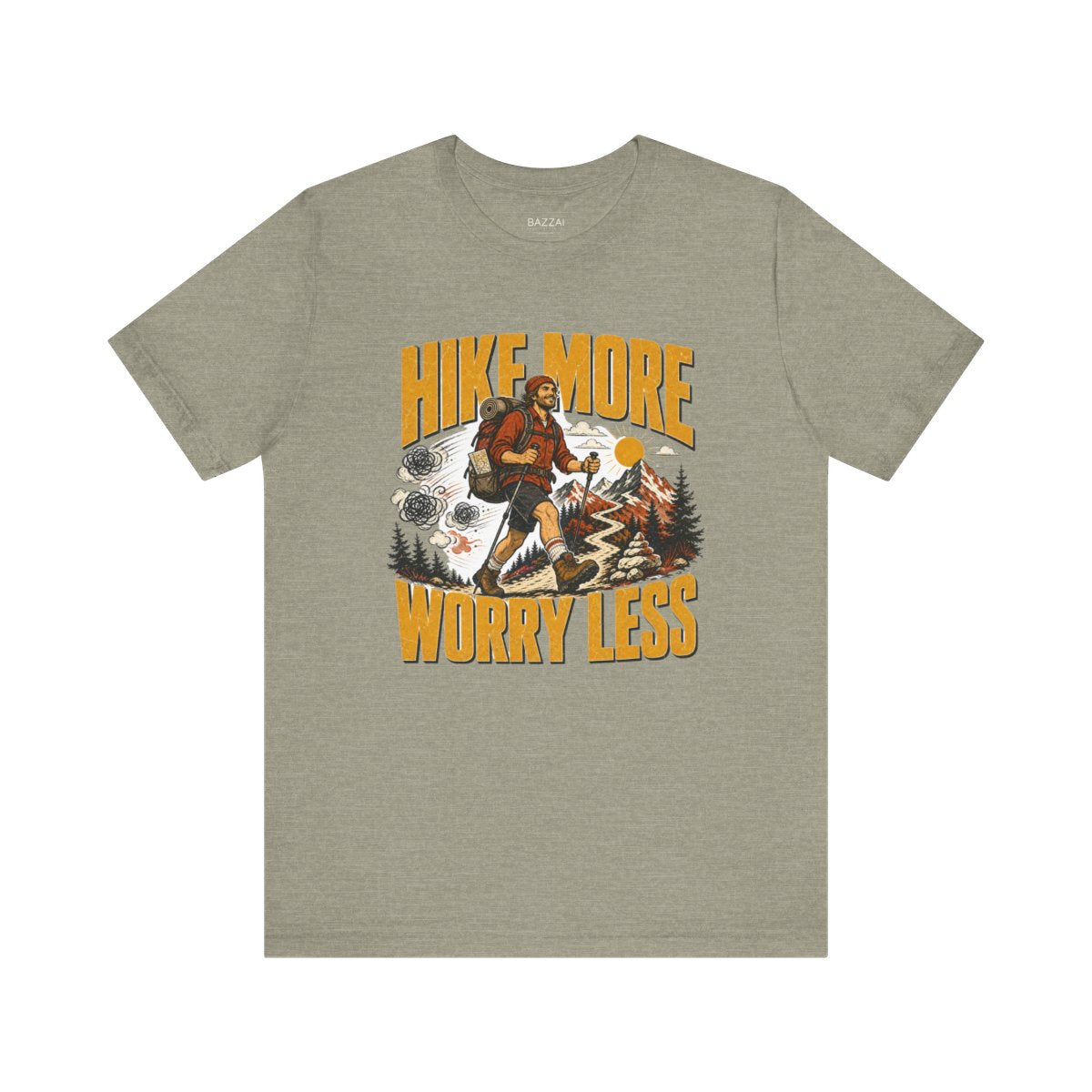 Hiker Gift T-Shirt — Hike More Worry Less — trail t-shirt design