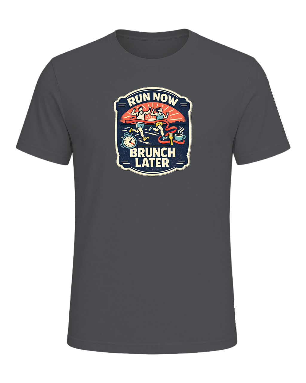 Run Now Brunch Later Tee — Asphalt