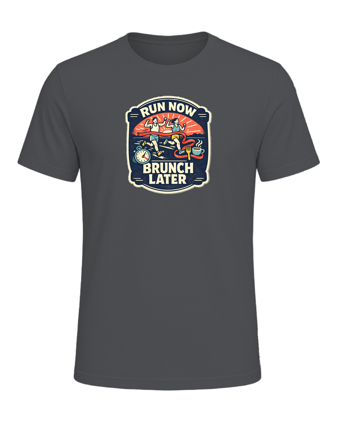 Run Now Brunch Later Tee — Asphalt
