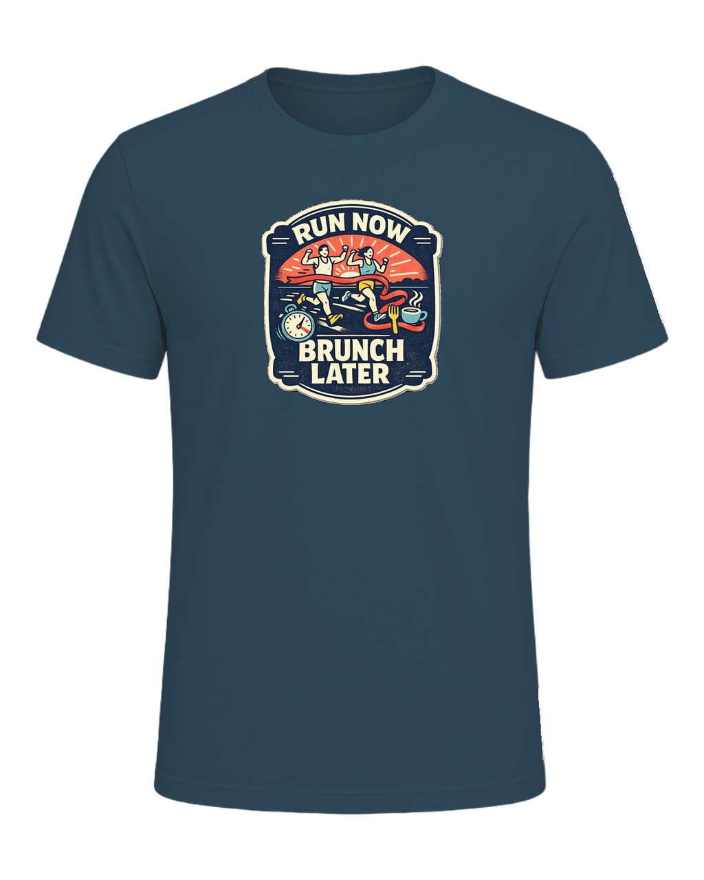 Run Now Brunch Later Tee — Deep Teal