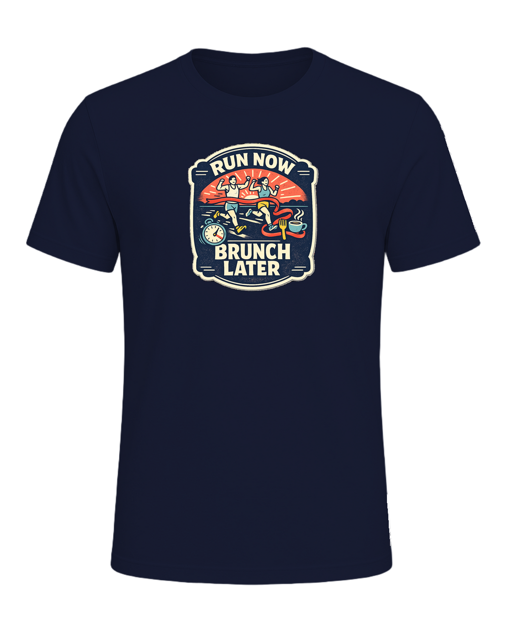 Run Now Brunch Later Tee — Navy