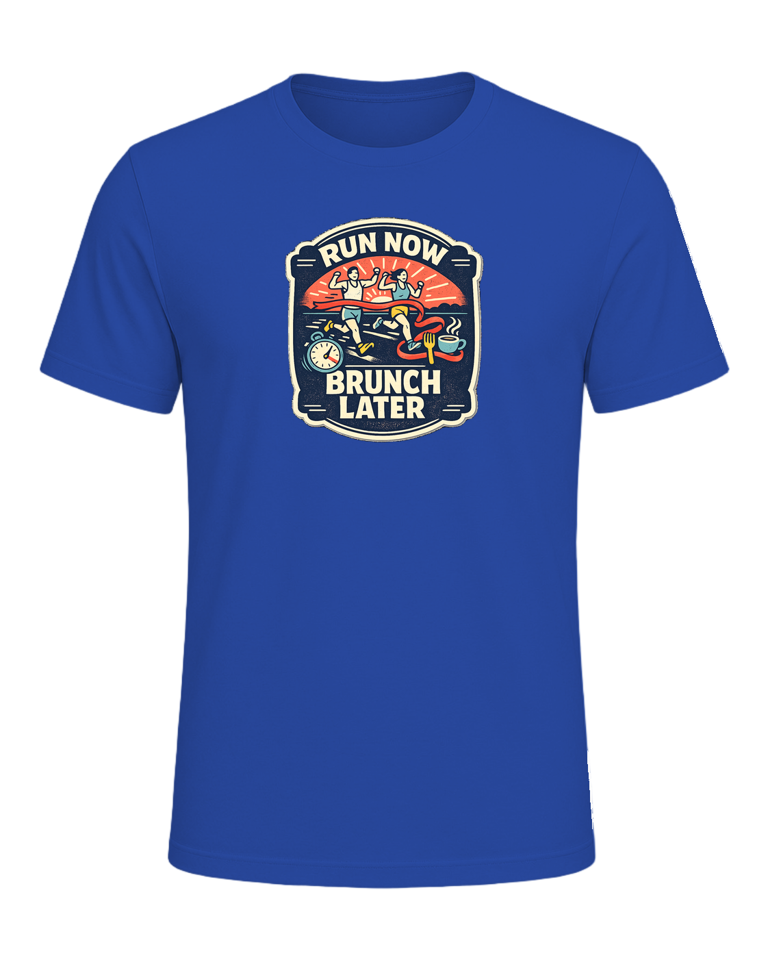 Run Now Brunch Later Tee — True Royal