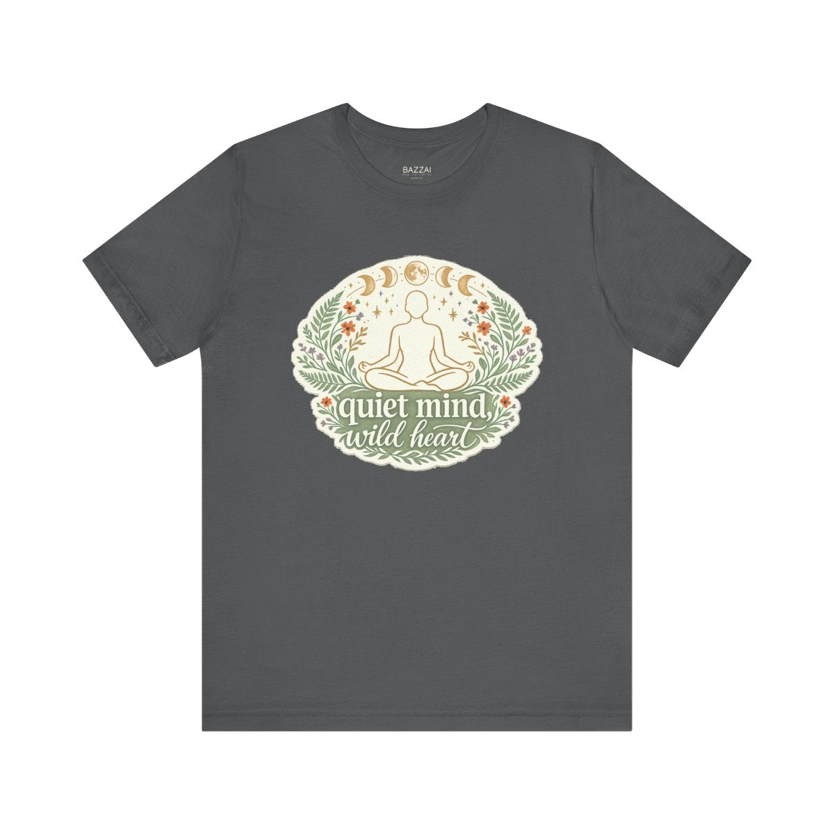 Yoga Lover Gift T-Shirt — Quiet Mind, Wild Heart — meditation mindful t-shirt design by Margaux
