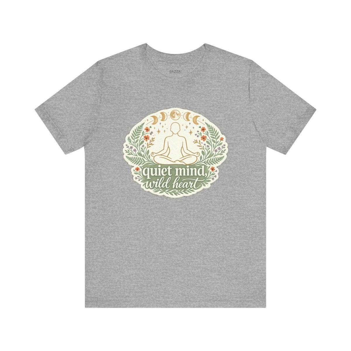 Yoga Lover Gift T-Shirt — Quiet Mind, Wild Heart — meditation mindful t-shirt design by Margaux