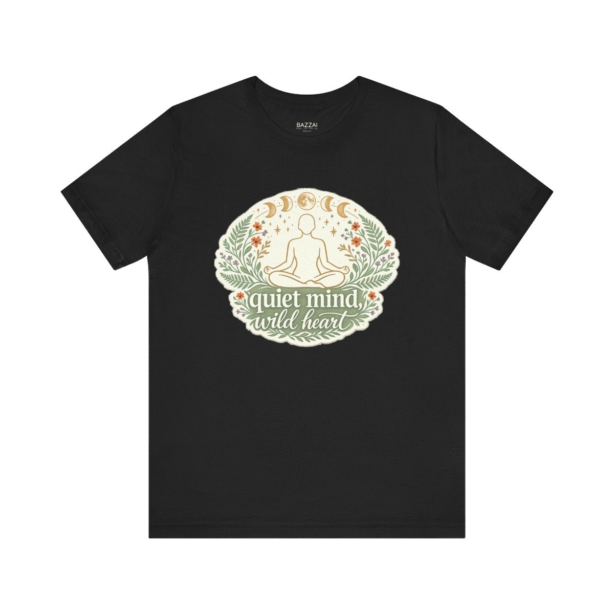 Yoga Lover Gift T-Shirt — Quiet Mind, Wild Heart — meditation mindful t-shirt design by Margaux