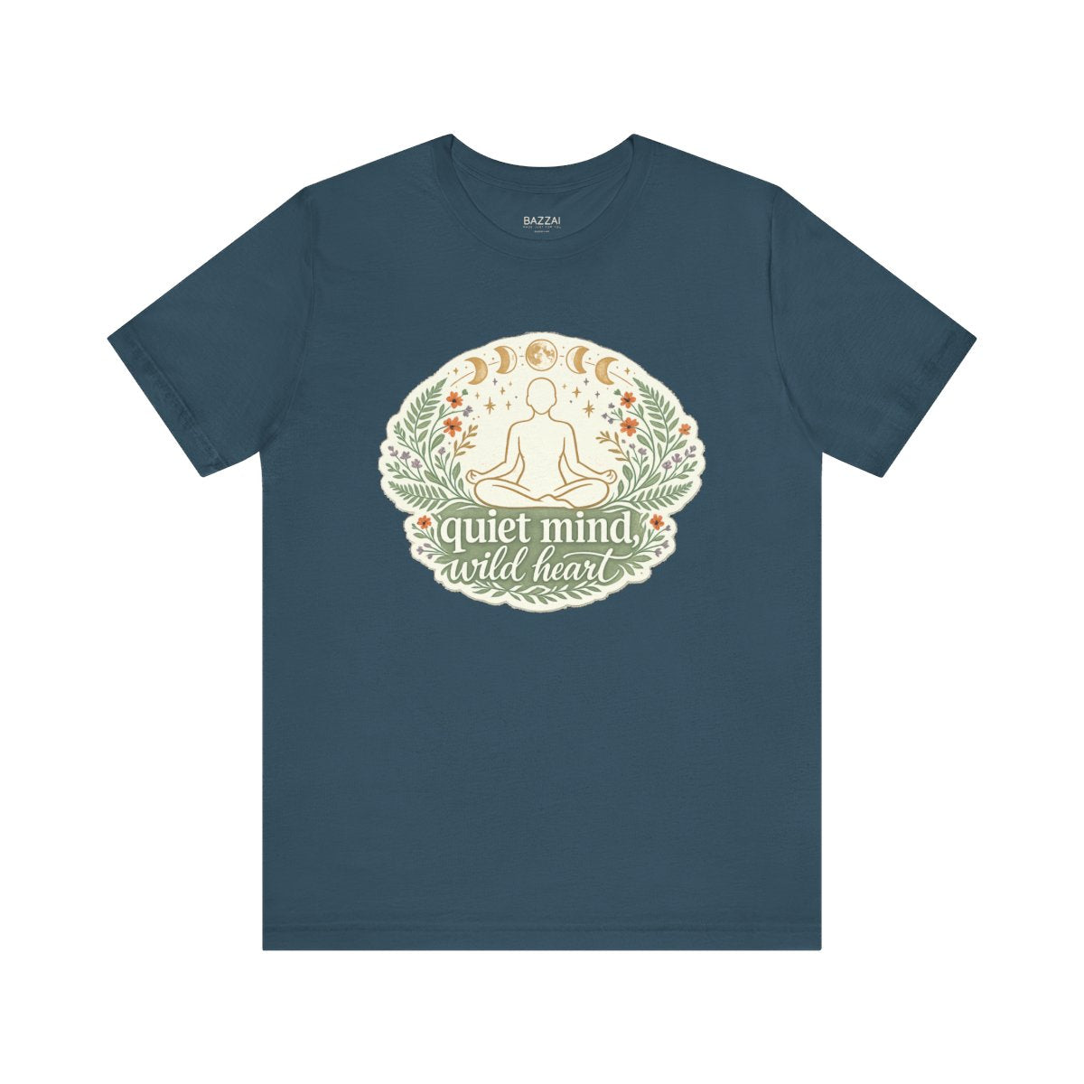 Yoga Lover Gift T-Shirt — Quiet Mind, Wild Heart — meditation mindful t-shirt design by Margaux