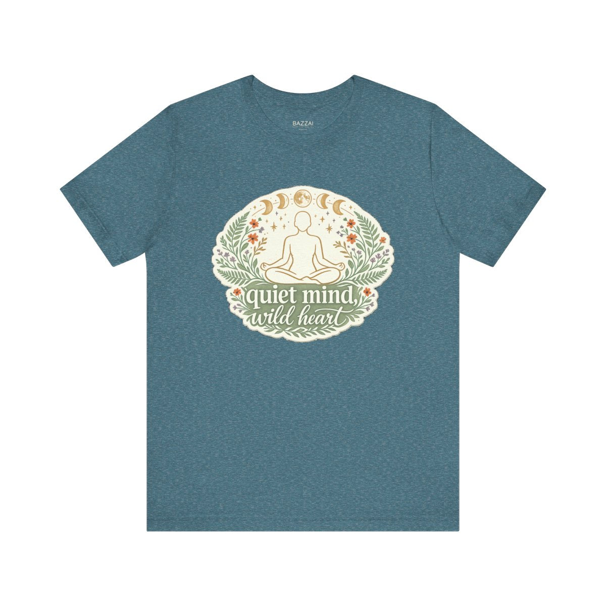 Yoga Lover Gift T-Shirt — Quiet Mind, Wild Heart — meditation mindful t-shirt design by Margaux