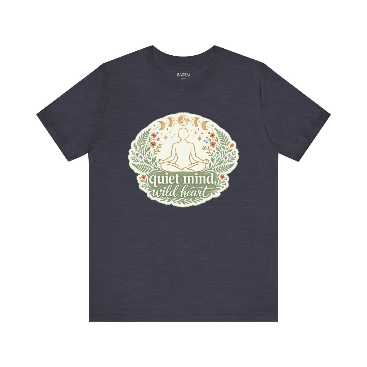 Yoga Lover Gift T-Shirt — Quiet Mind, Wild Heart — meditation mindful t-shirt design by Margaux