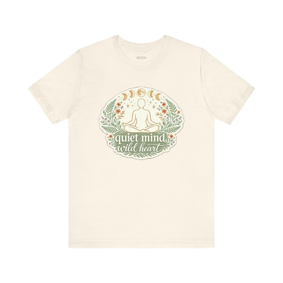 Yoga Lover Gift T-Shirt — Quiet Mind, Wild Heart — meditation mindful t-shirt design by Margaux