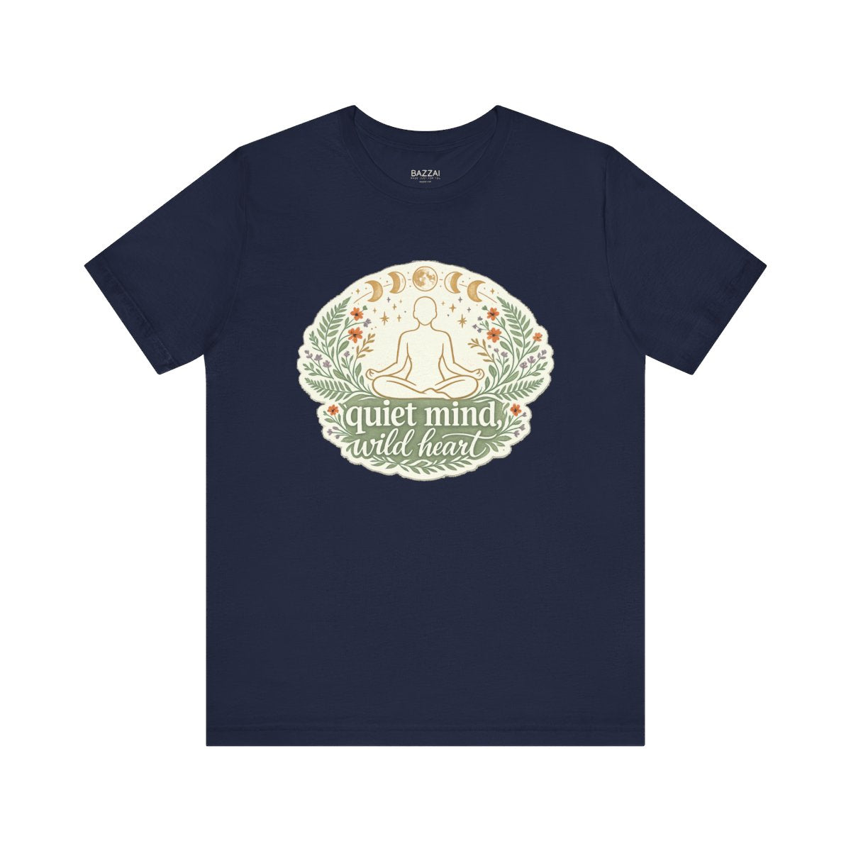 Yoga Lover Gift T-Shirt — Quiet Mind, Wild Heart — meditation mindful t-shirt design by Margaux