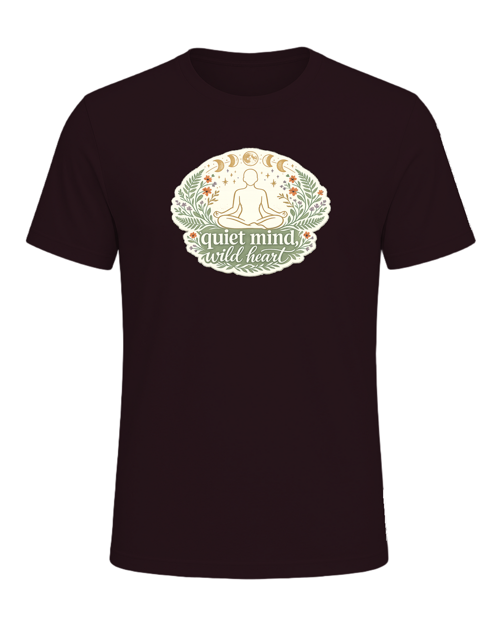 Quiet Mind, Wild Heart Tee — Oxblood Black