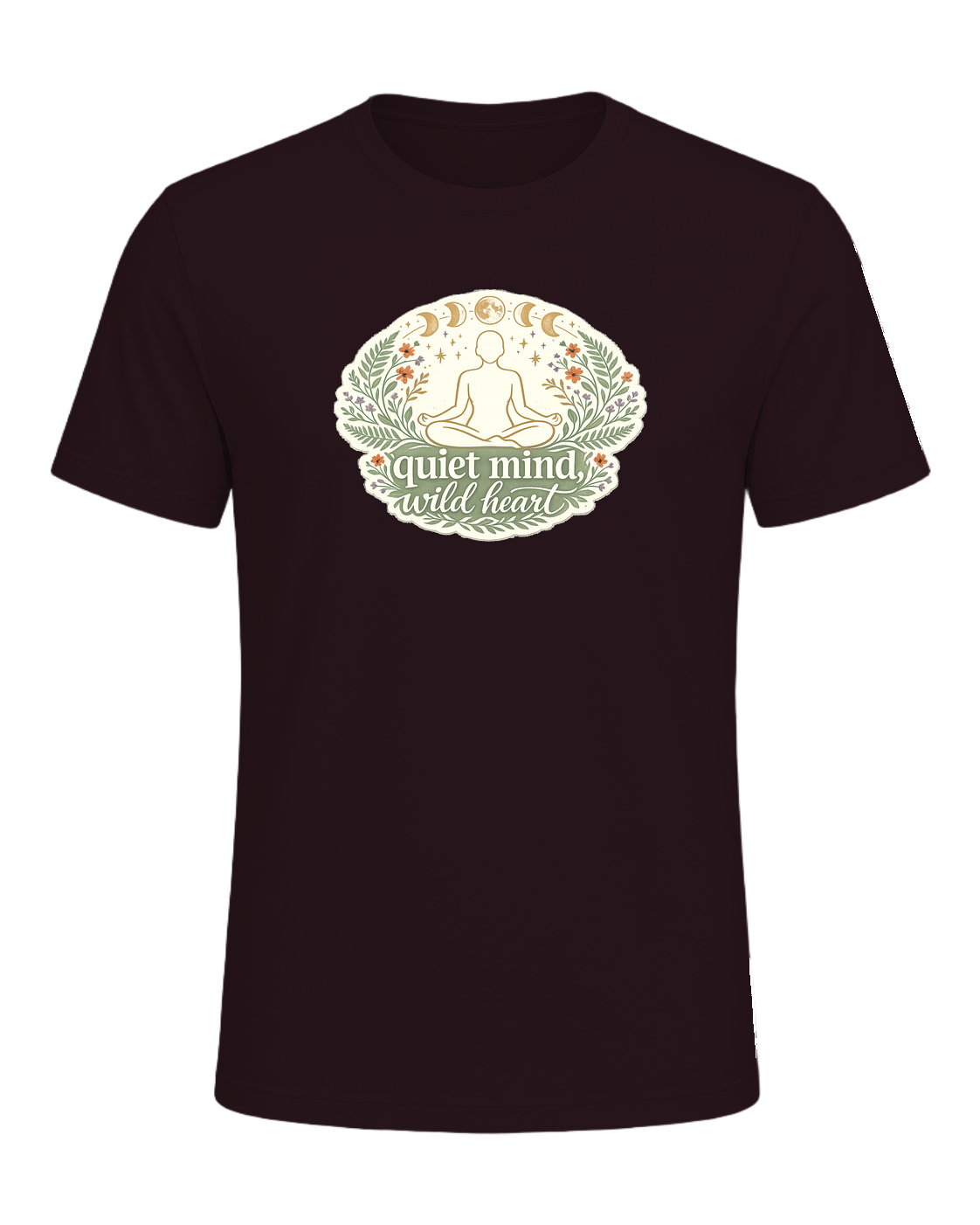 Quiet Mind, Wild Heart Tee — Oxblood Black