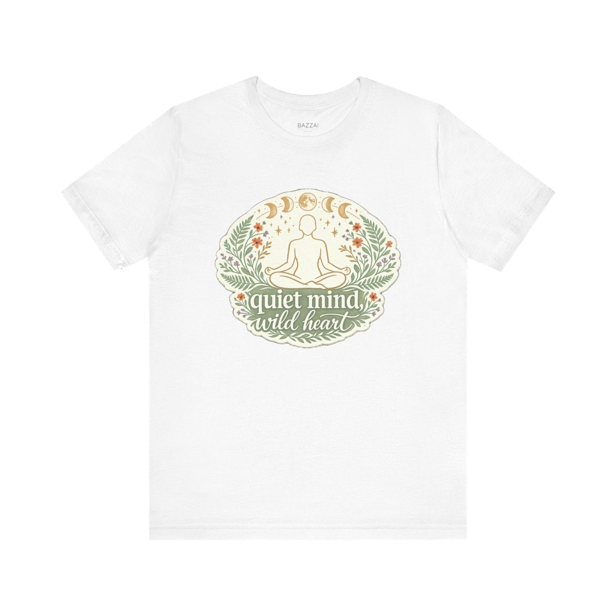Yoga Lover Gift T-Shirt — Quiet Mind, Wild Heart — meditation mindful t-shirt design by Margaux