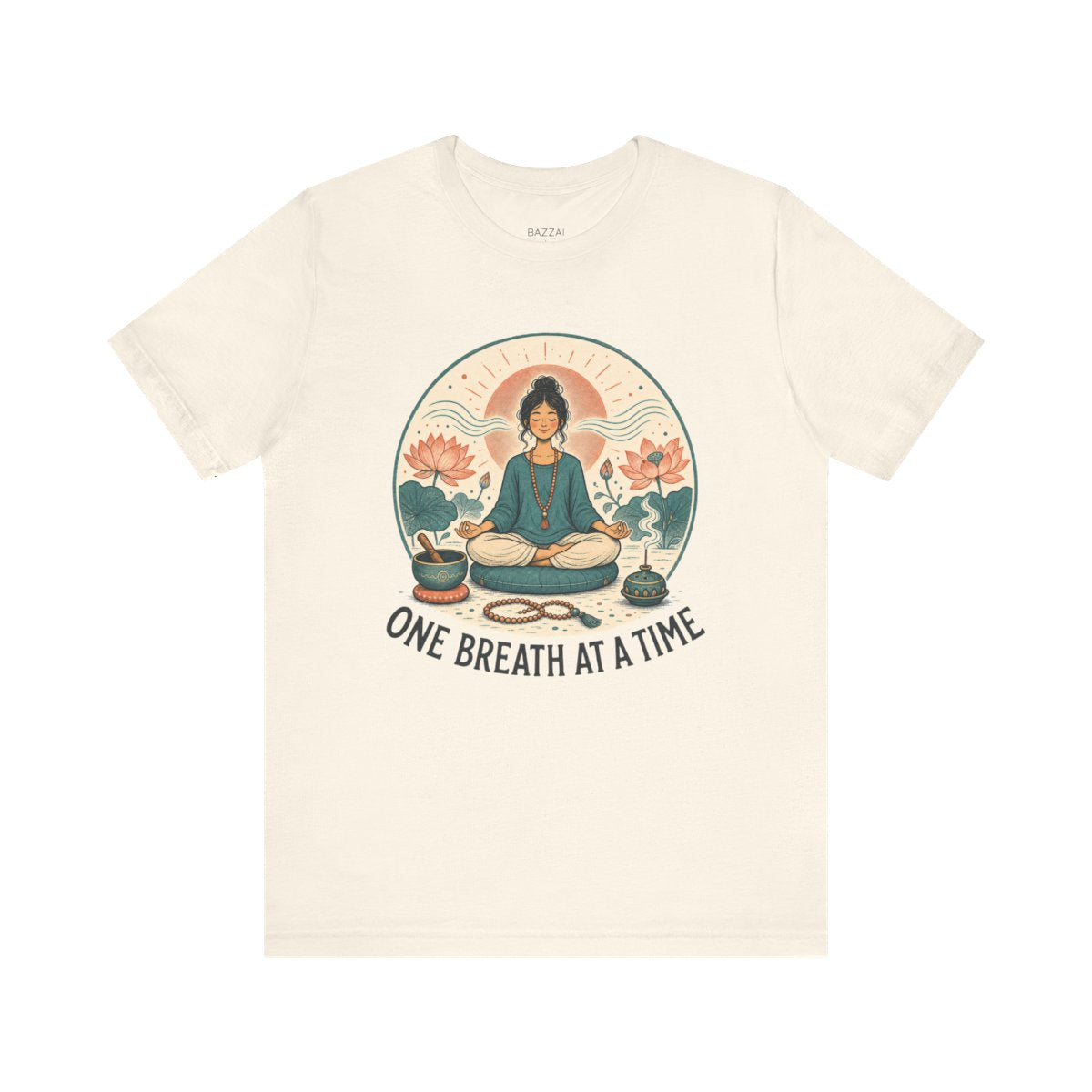 Meditation Lover T-Shirt — One Breath at a Time — meditation mindful t-shirt design