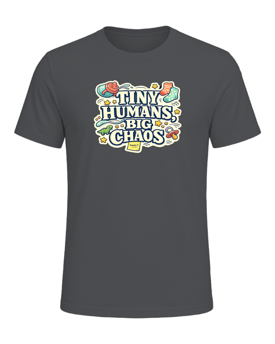 Tiny Humans, Big Chaos Tee — Asphalt