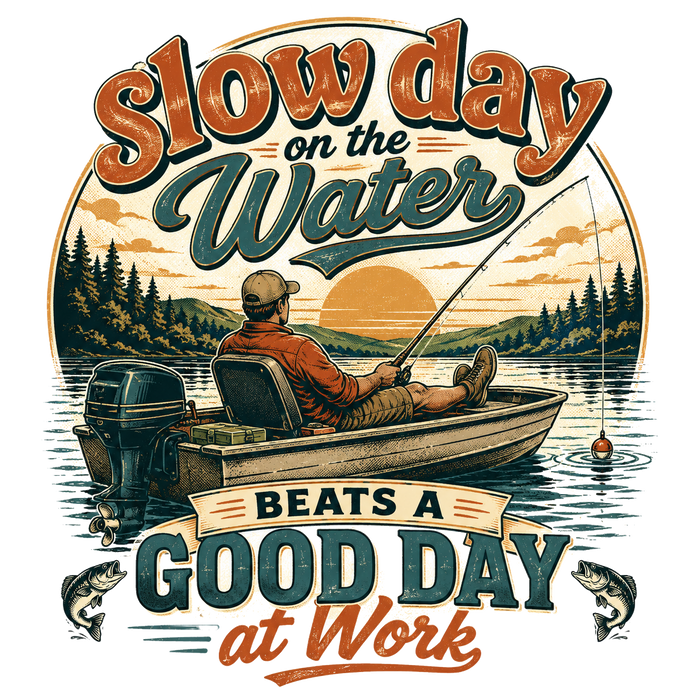 Slow Day on the Water Beats Work - Funny Tee