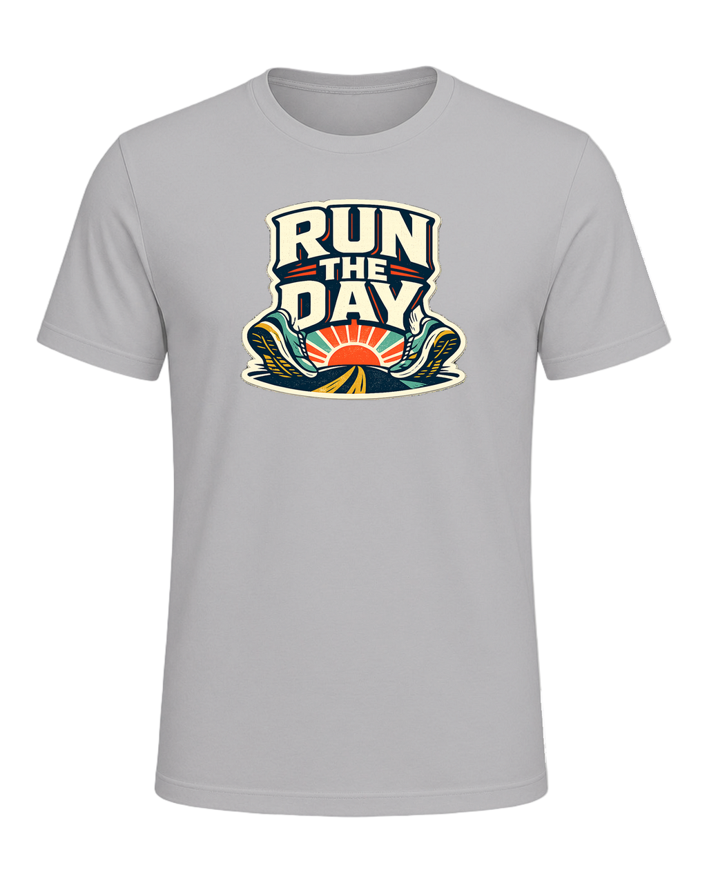 A bold retro running tee for people who start their day with miles and momentum. — Athletic Heather