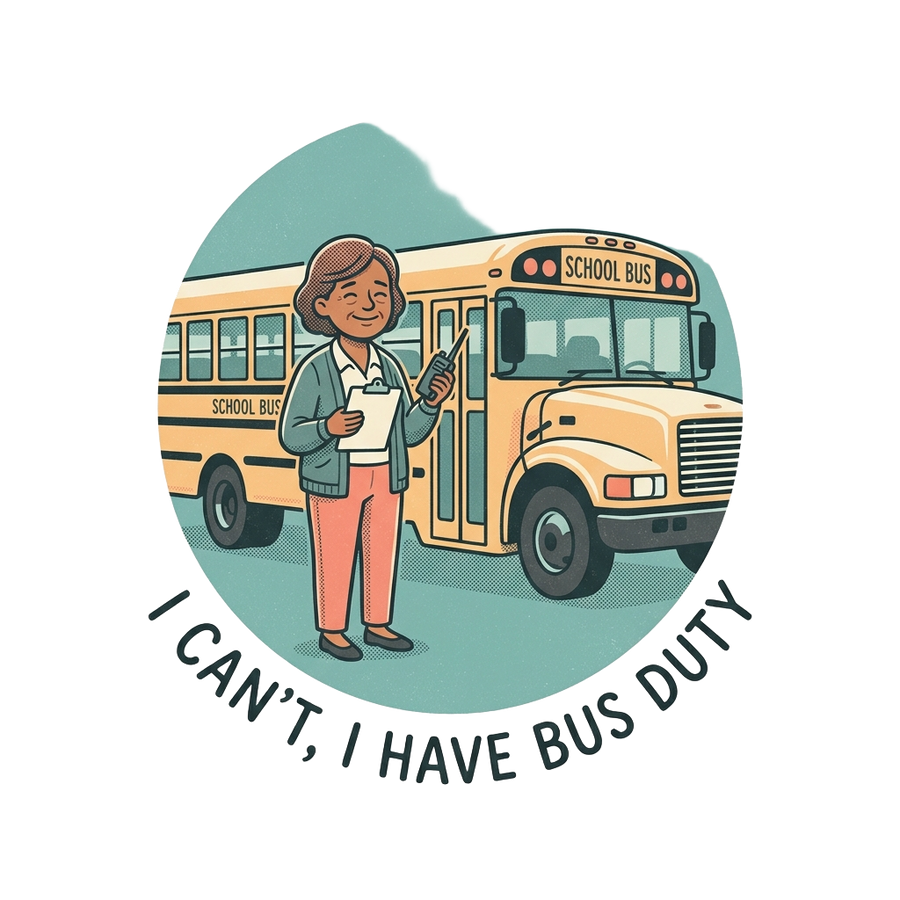 Funny Teacher T-Shirt — I Can't, I Have Bus Duty