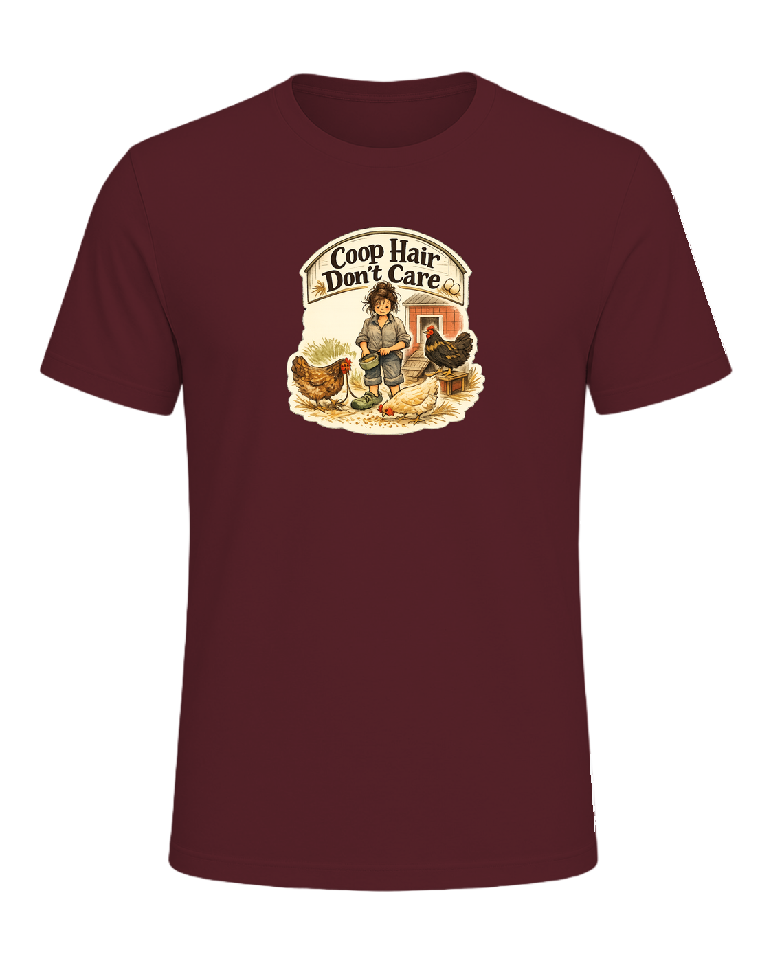 Coop Hair Don't Care Tee — Maroon