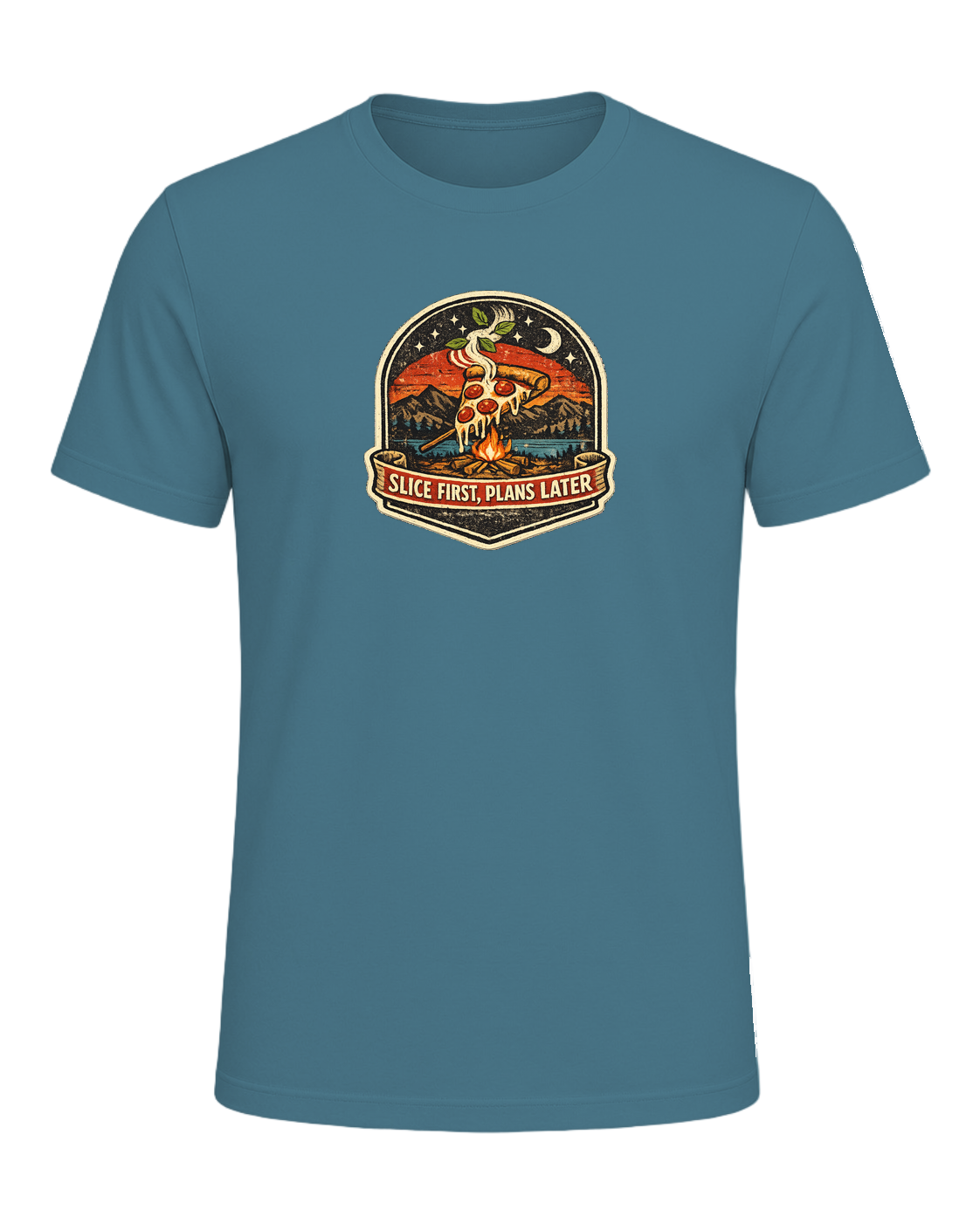 Slice First, Plans Later Tee — Heather Deep Teal
