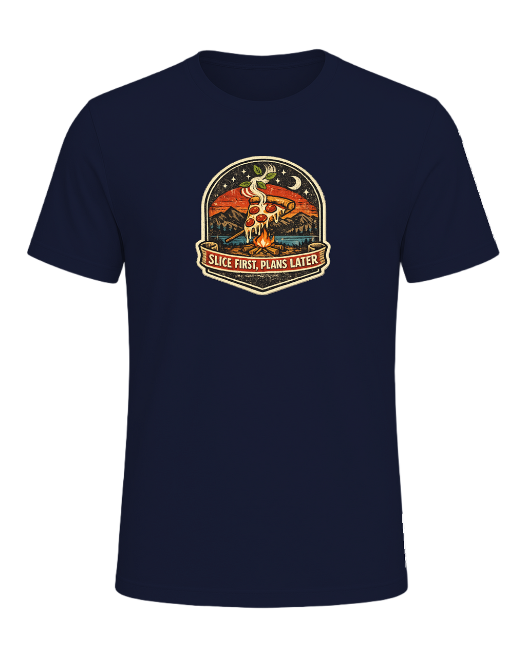 Slice First, Plans Later Tee — Navy