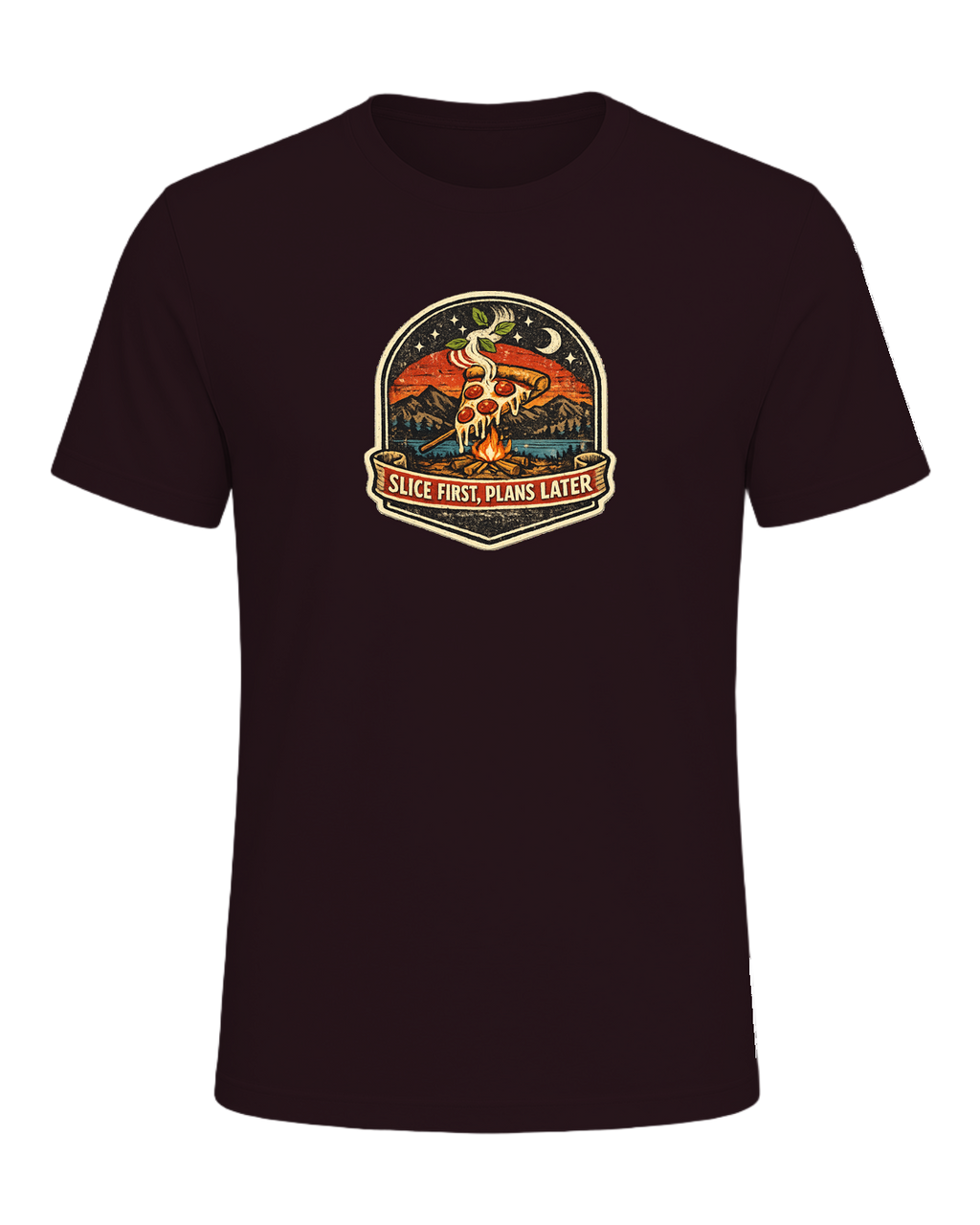 Slice First, Plans Later Tee — Oxblood Black