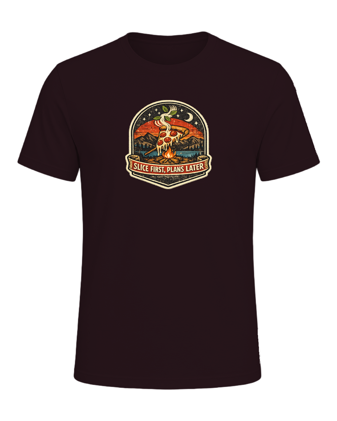 Slice First, Plans Later Tee — Oxblood Black