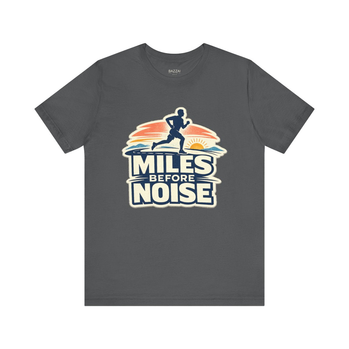 Trail Runner T-Shirt — Miles Before Noise — running t-shirt design by Reggie