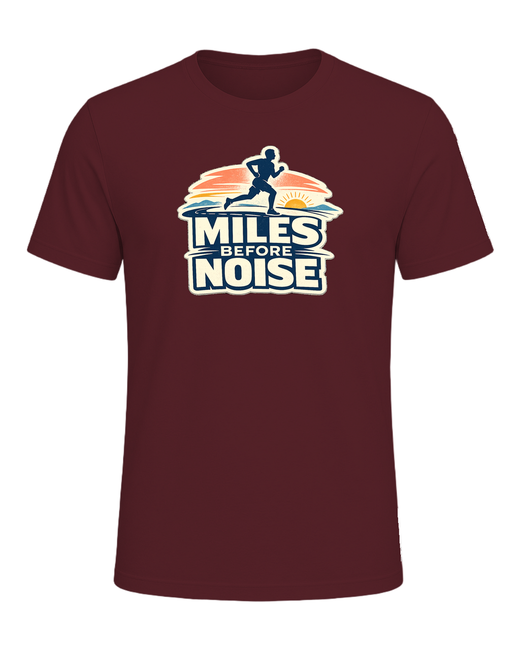 Miles Before Noise Tee — Maroon