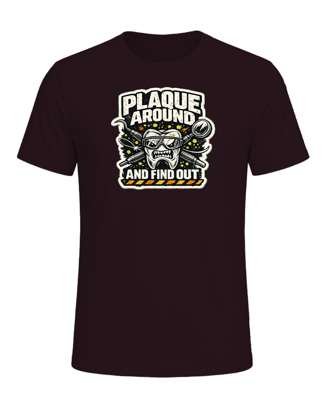Plaque Around And Find Out Tee — Oxblood Black