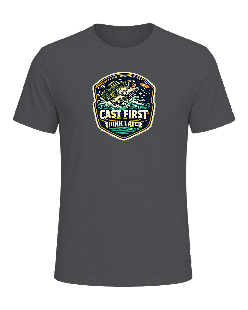 Cast First Think Later Tee — Asphalt