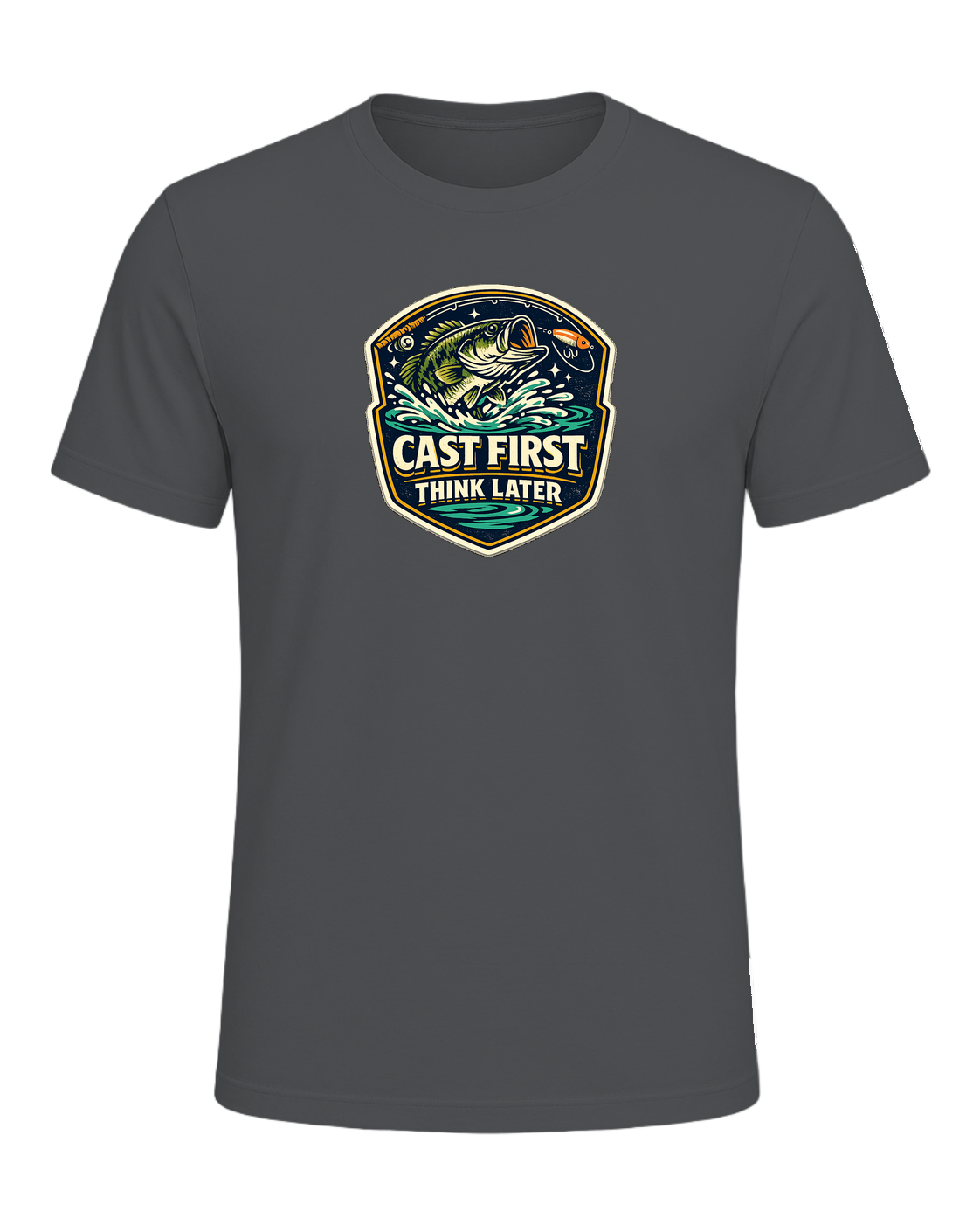 Cast First Think Later Tee — Asphalt