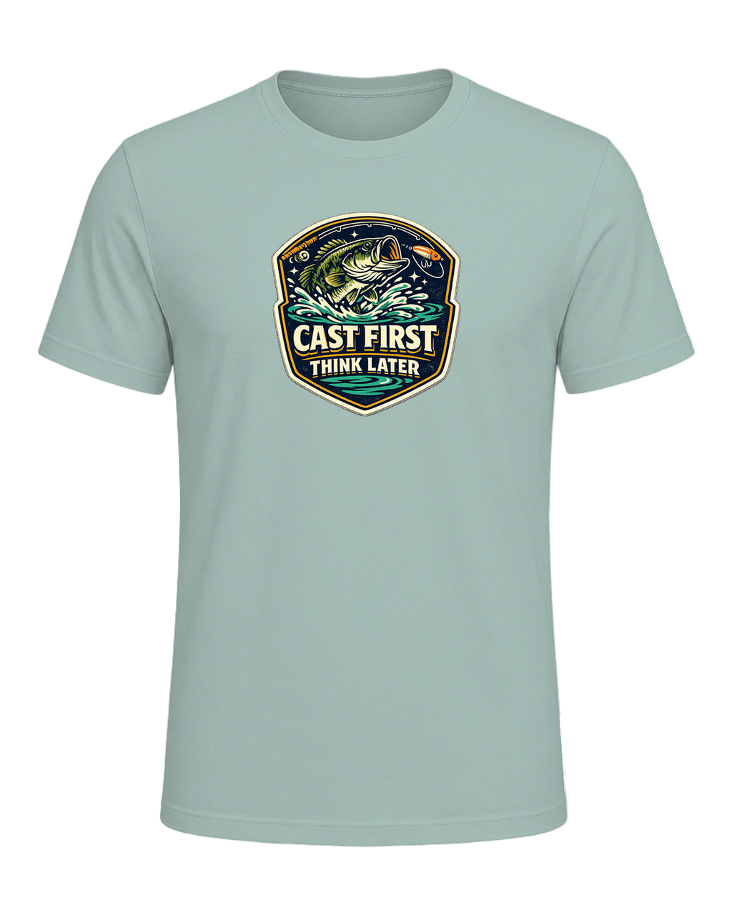 Cast First Think Later Tee — Dusty Blue