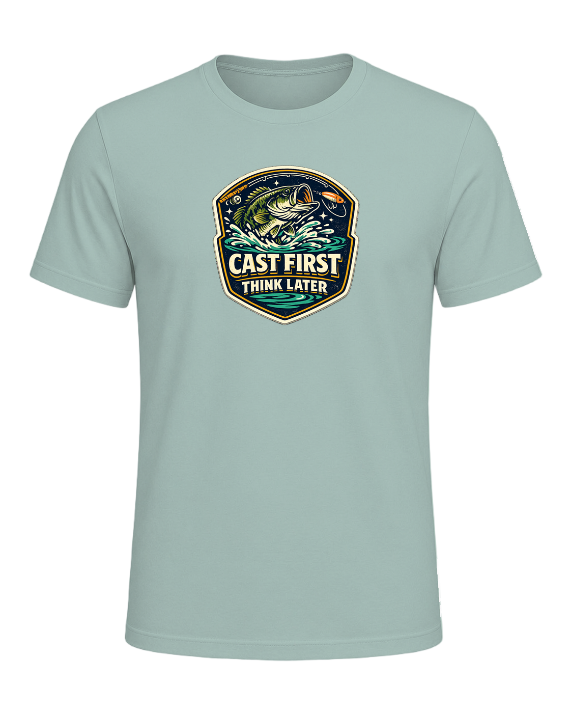 Cast First Think Later Tee — Dusty Blue