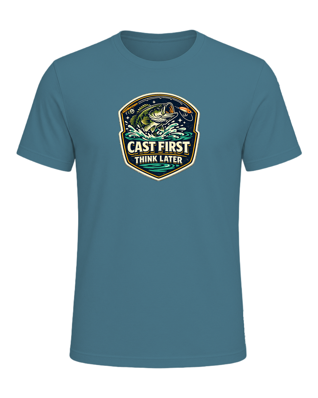 Cast First Think Later Tee — Heather Deep Teal