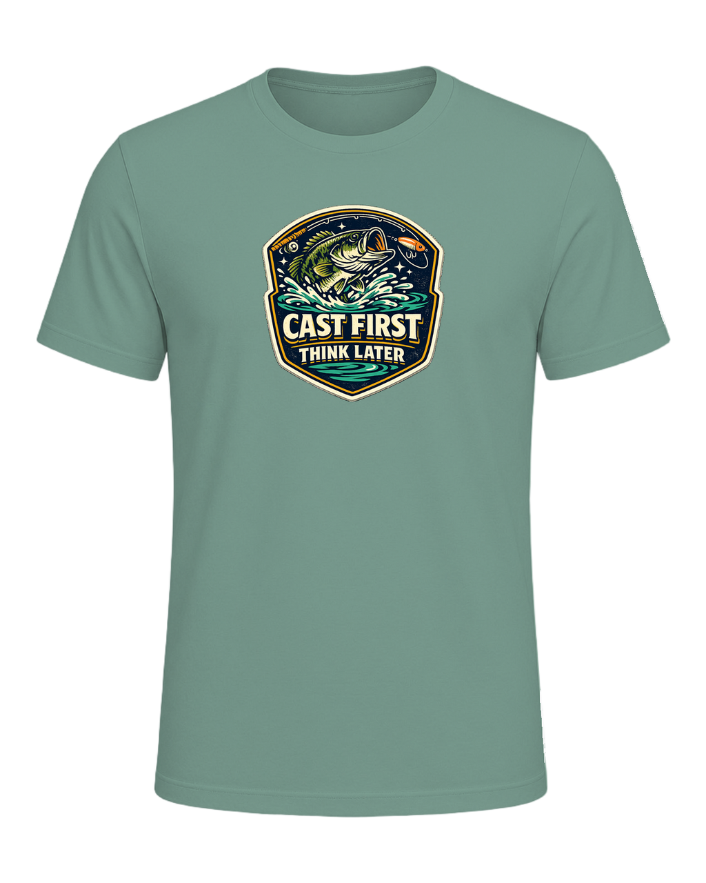 Cast First Think Later Tee — Heather Dusty Blue