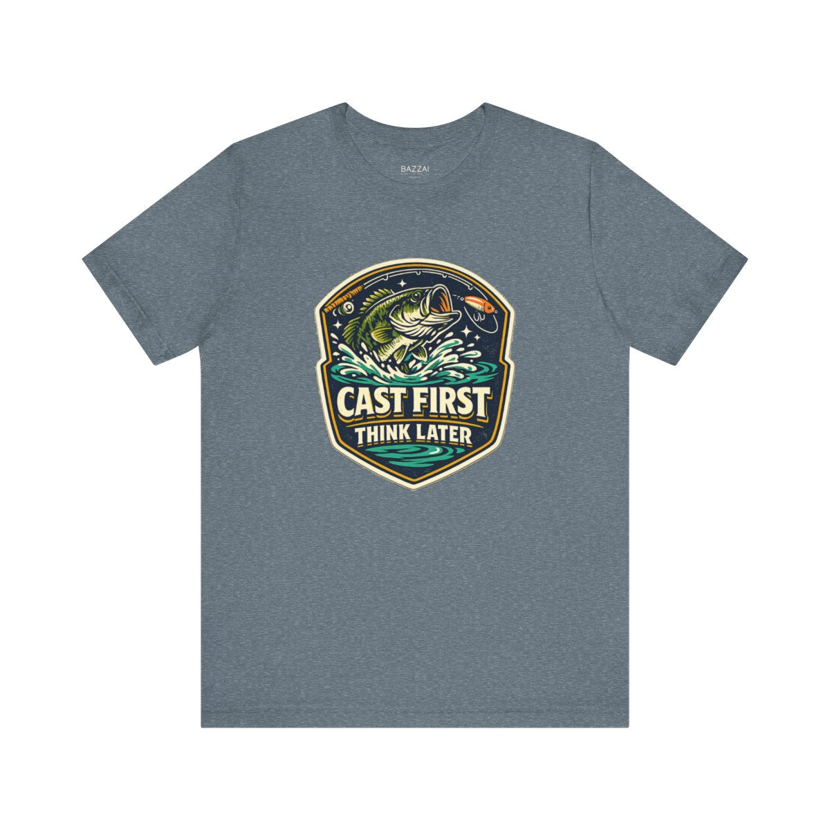 Fishing Gift T-Shirt — Cast First Think Later — angler t-shirt design by Reggie