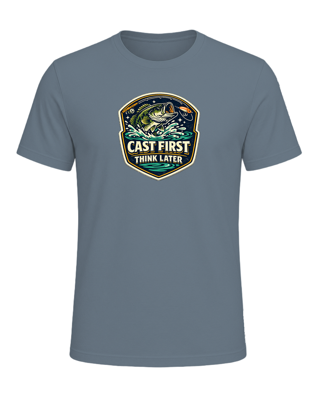 Cast First Think Later Tee — Heather Slate
