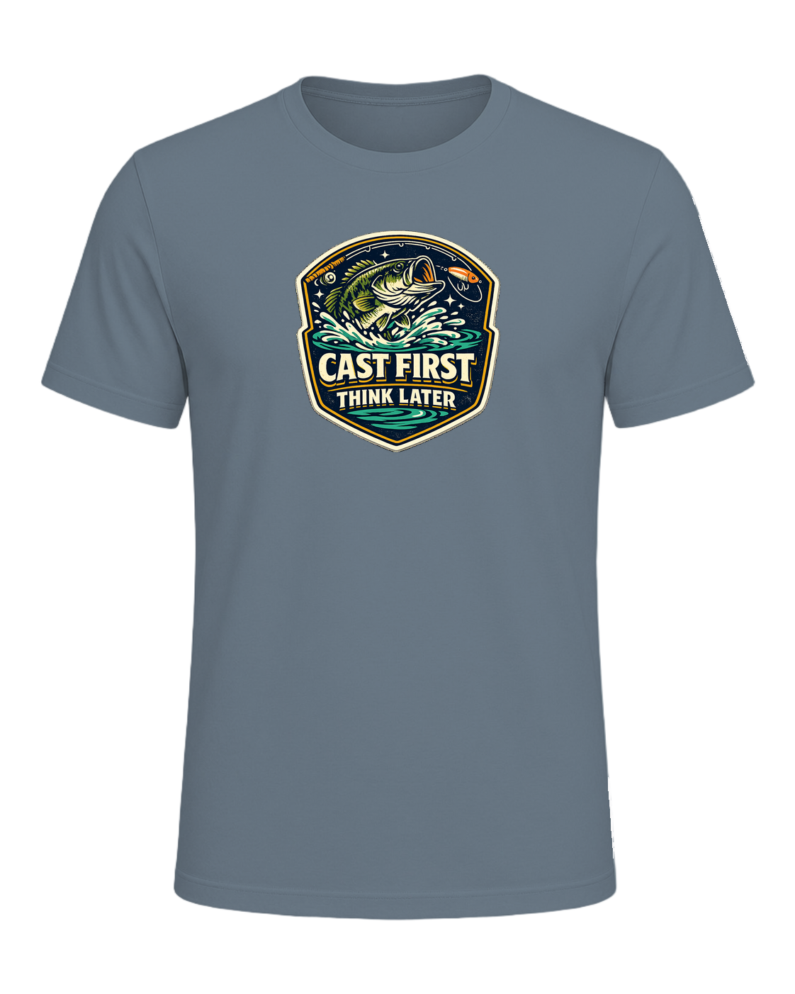 Cast First Think Later Tee — Heather Slate