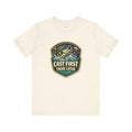 Fishing Gift T-Shirt — Cast First Think Later — angler t-shirt design by Reggie
