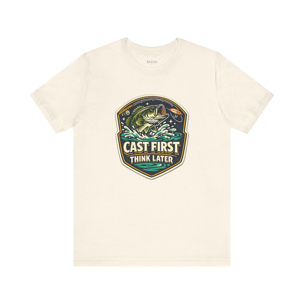 Fishing Gift T-Shirt — Cast First Think Later — angler t-shirt design by Reggie
