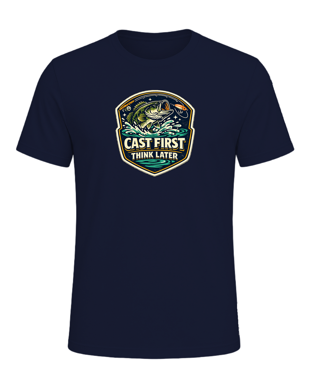 Cast First Think Later Tee — Navy