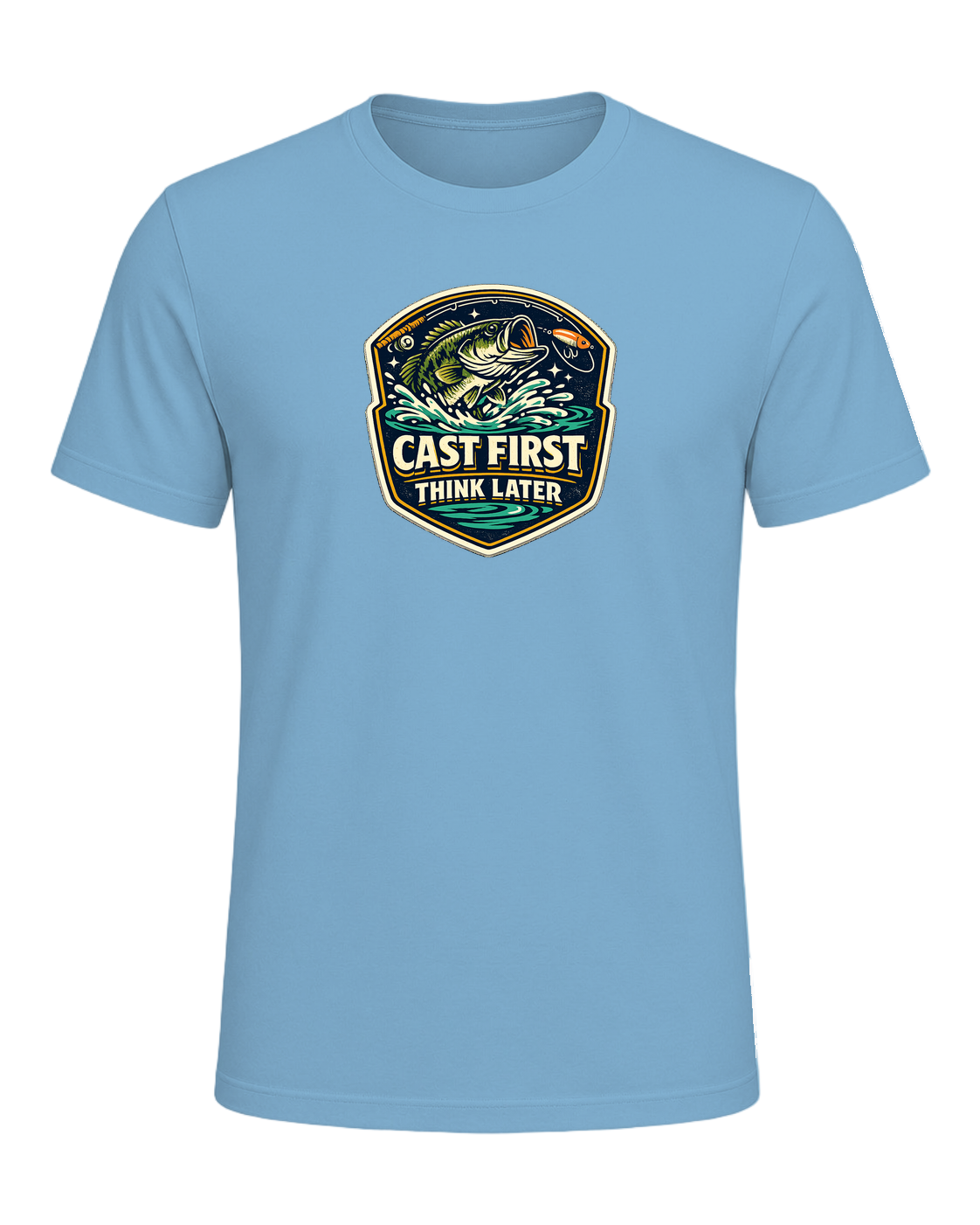 Cast First Think Later Tee — Ocean Blue