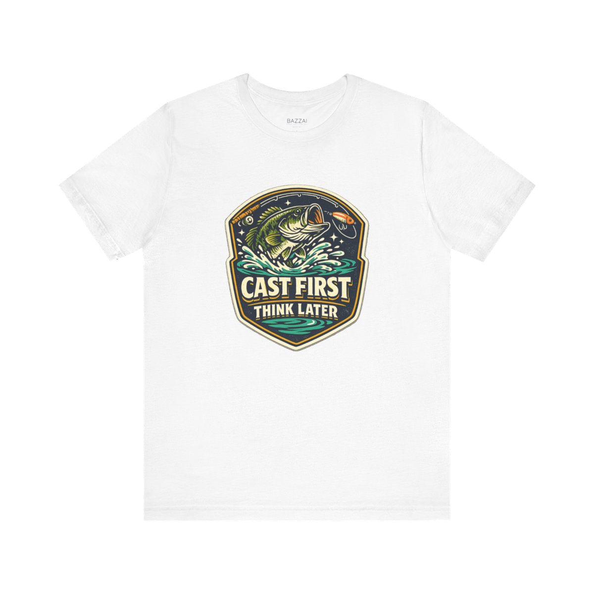 Fishing Gift T-Shirt — Cast First Think Later — angler t-shirt design by Reggie