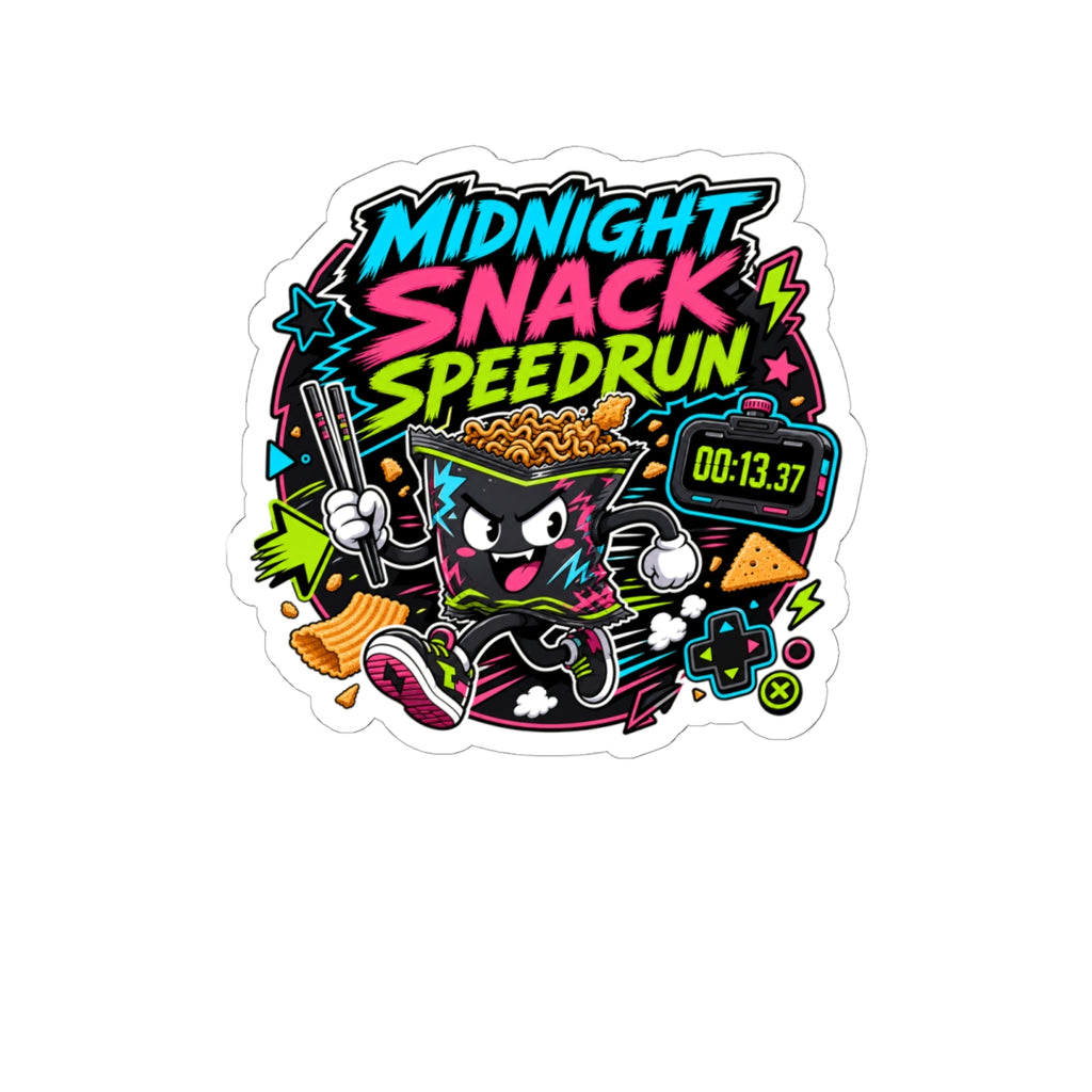 Funny Gamer Sticker — Midnight Snack Speedrun — sticker design